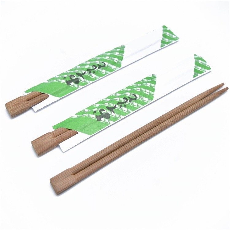Best price 21cm Twin Printed Barbecue Disposable Bamboo Wooden Chopsticks With Free Design Custom Paper Sleeve