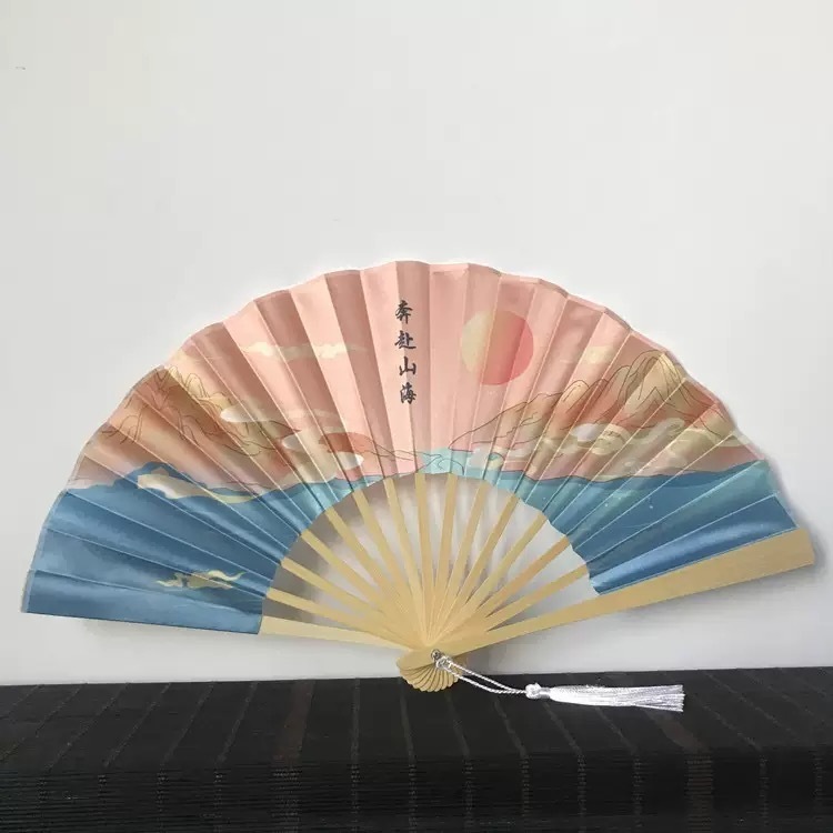 23*42cm 120g Painted Bamboo Hand Fan for Home Decoration and Wedding Gift