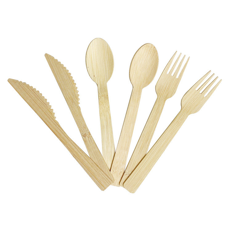 100% Birch Wood Disposable Cutlery Set Display Box Includes Forks Spoons and Knives